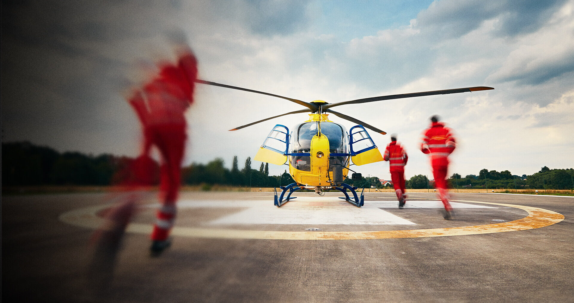 helicopter and medical staff